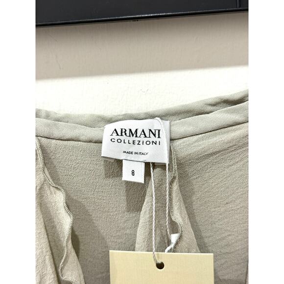 Armani Collezioni Distressed Ruffle Midi Asymmetric Skirt Gray Women's Size 8 - Picture 3 of 5